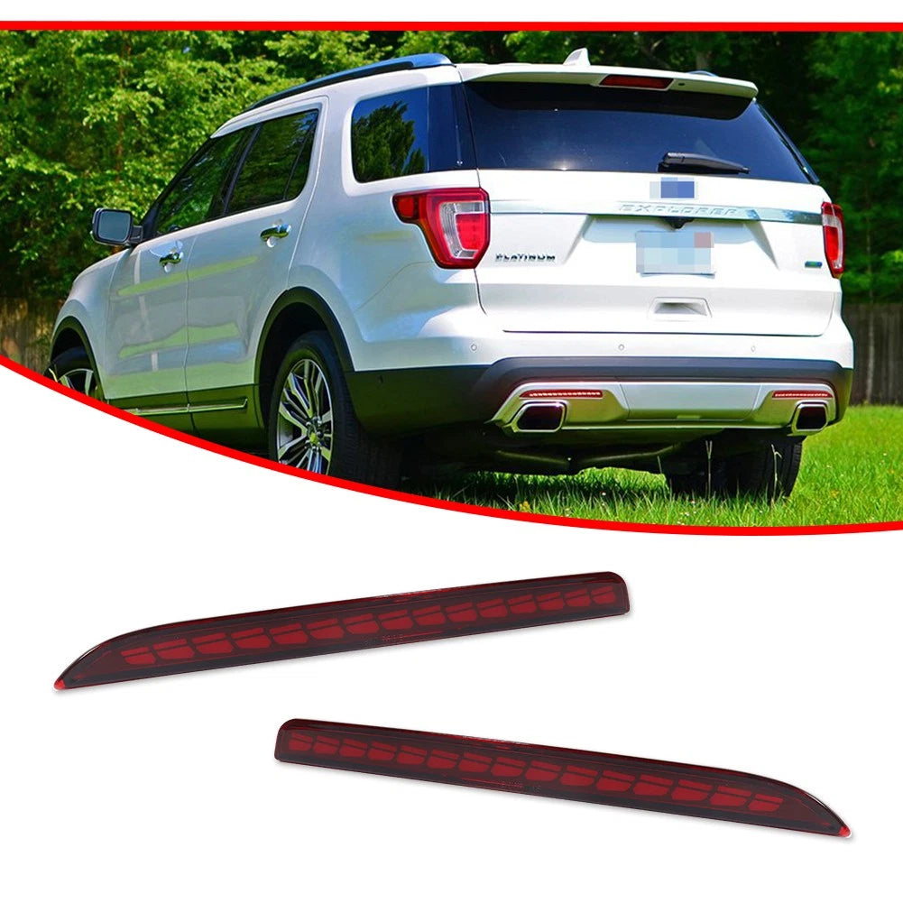 2X Red LED Rear Bumper Reflectors for Ford Explorer (2016–2019)
