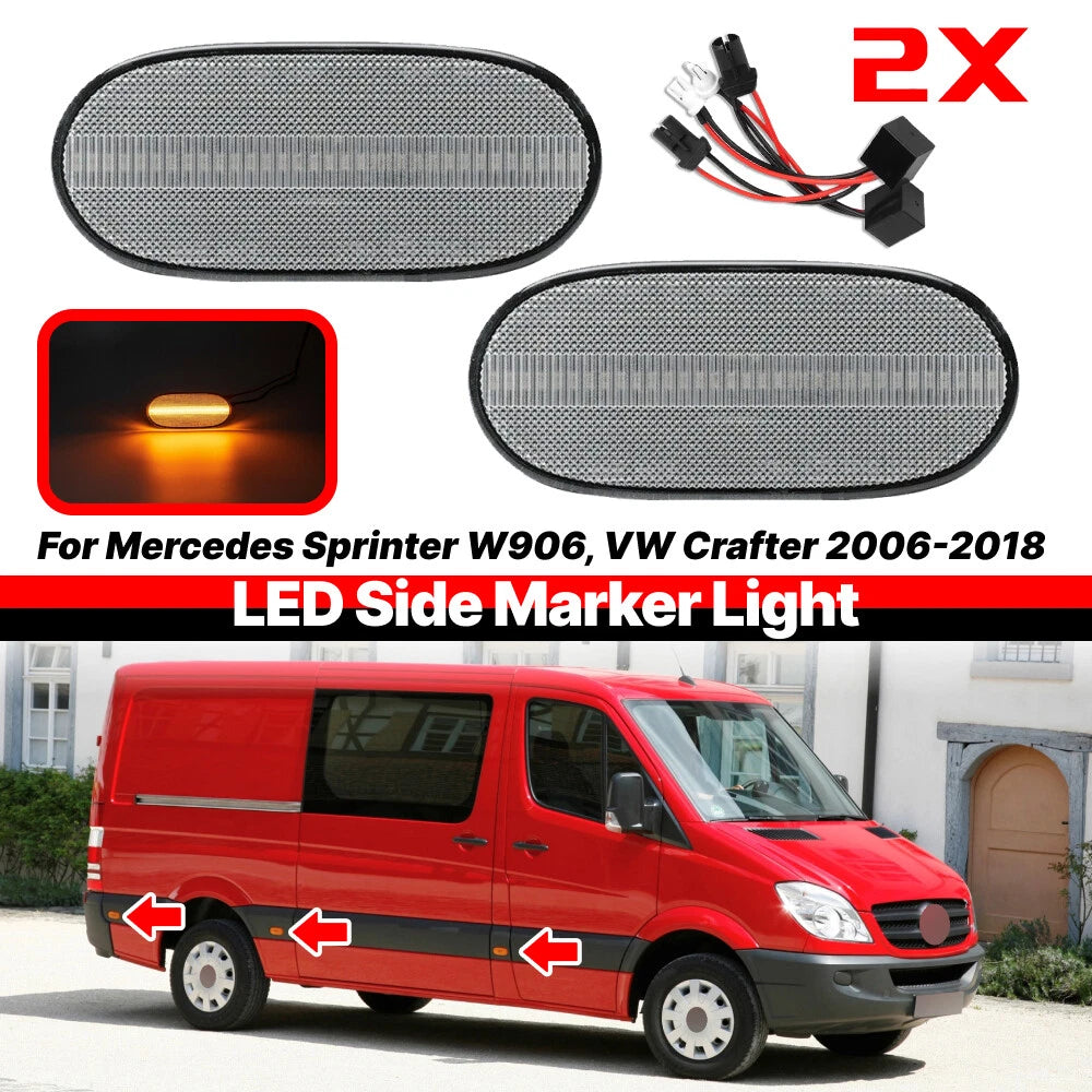 Clear Full LED Side Marker Reflector Light for Benz Sprinter W906 (2006–2018)