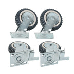 Set of 4 Grey PU Universal Wheels with Inclined Brakes