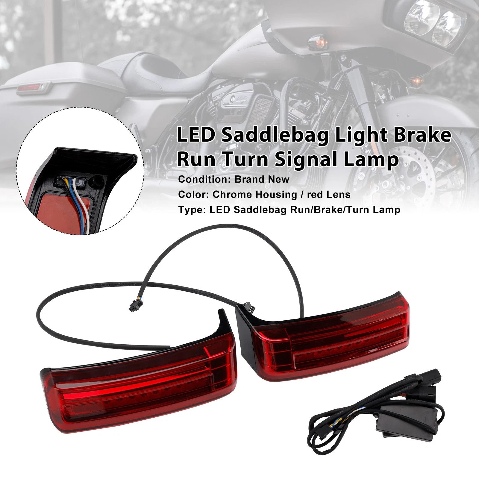 Saddlebag Light Brake Run Turn Signal Lamp for Harley Touring Road Glide (2014–2023)