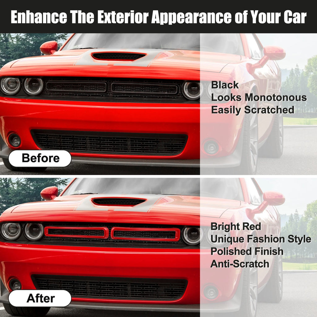 Front Grill Mesh Grille Inserts for Dodge Challenger (2015–2022) Red