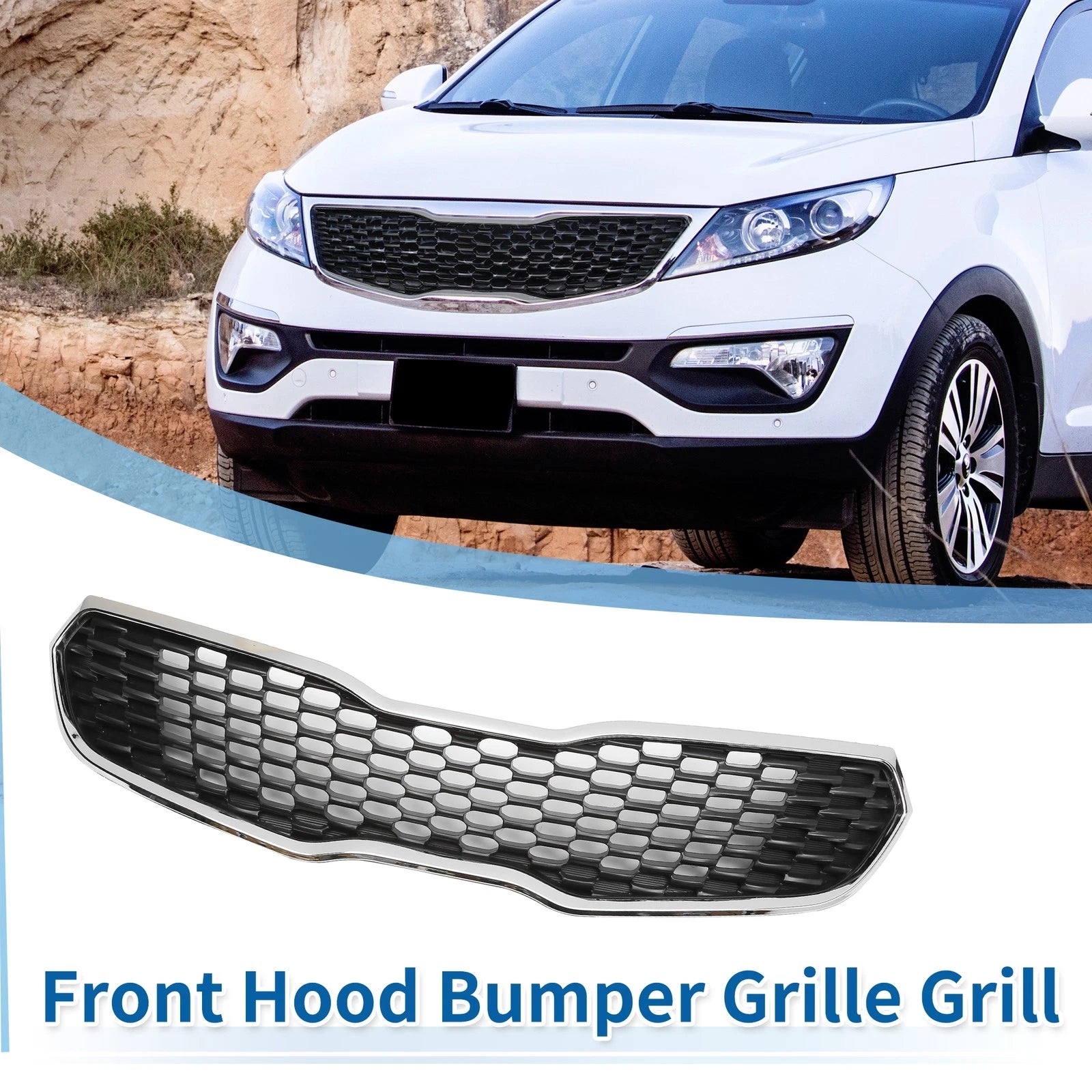 Front Upper Bumper Grille Grill for Kia Forte (2014–2016) No.86350-A7000 Black