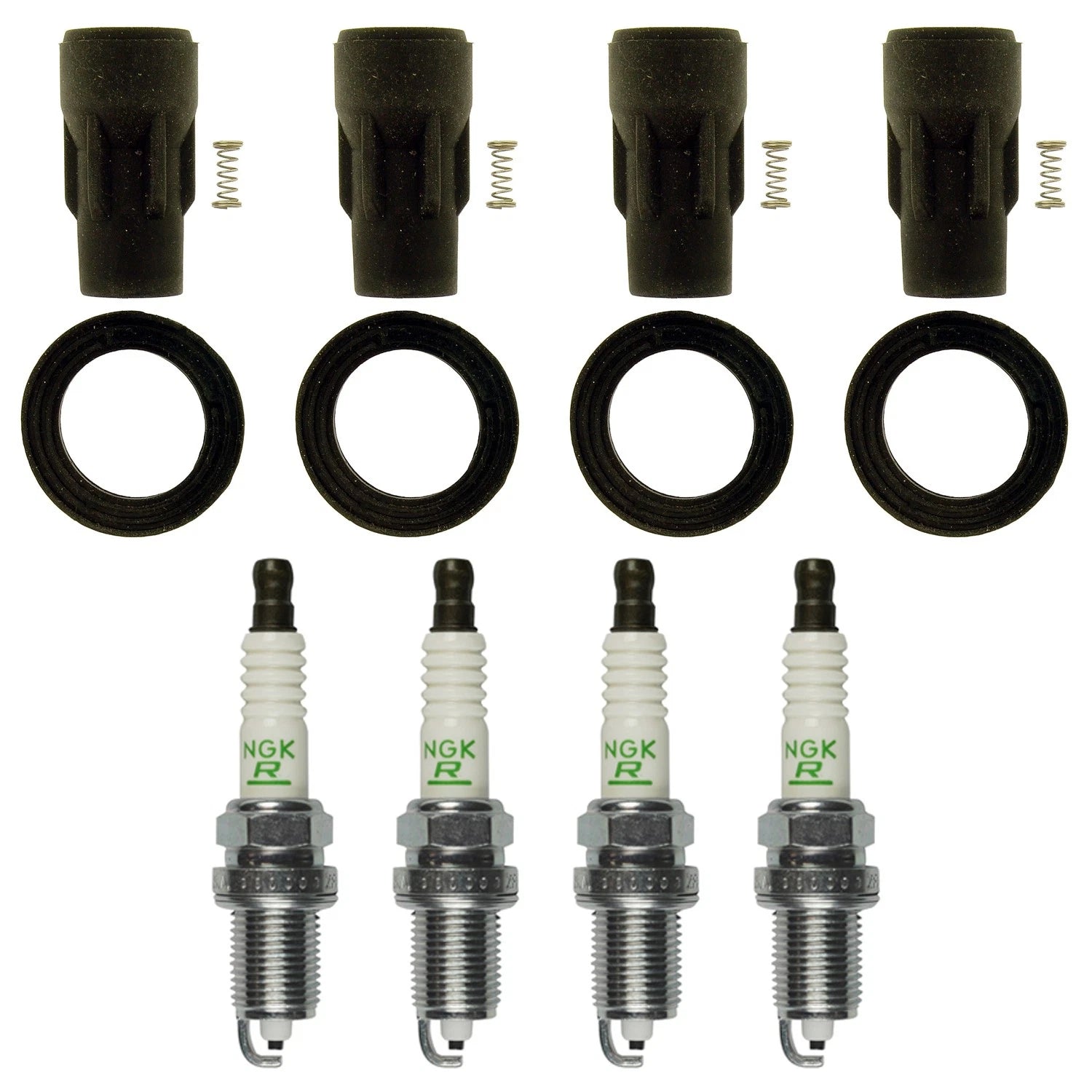 Set of 4 NGK V-Power Spark Plugs & Coil Boots for Dodge Compass Journey Patriot (2007–2017)