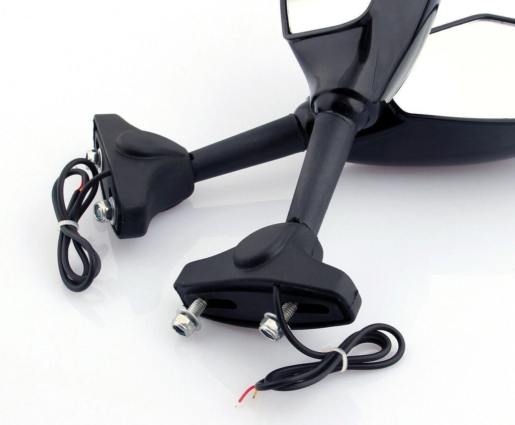 LED Turn Signal Mirrors for Honda Kawasaki Suzuki Yamaha (Universal) BLACK