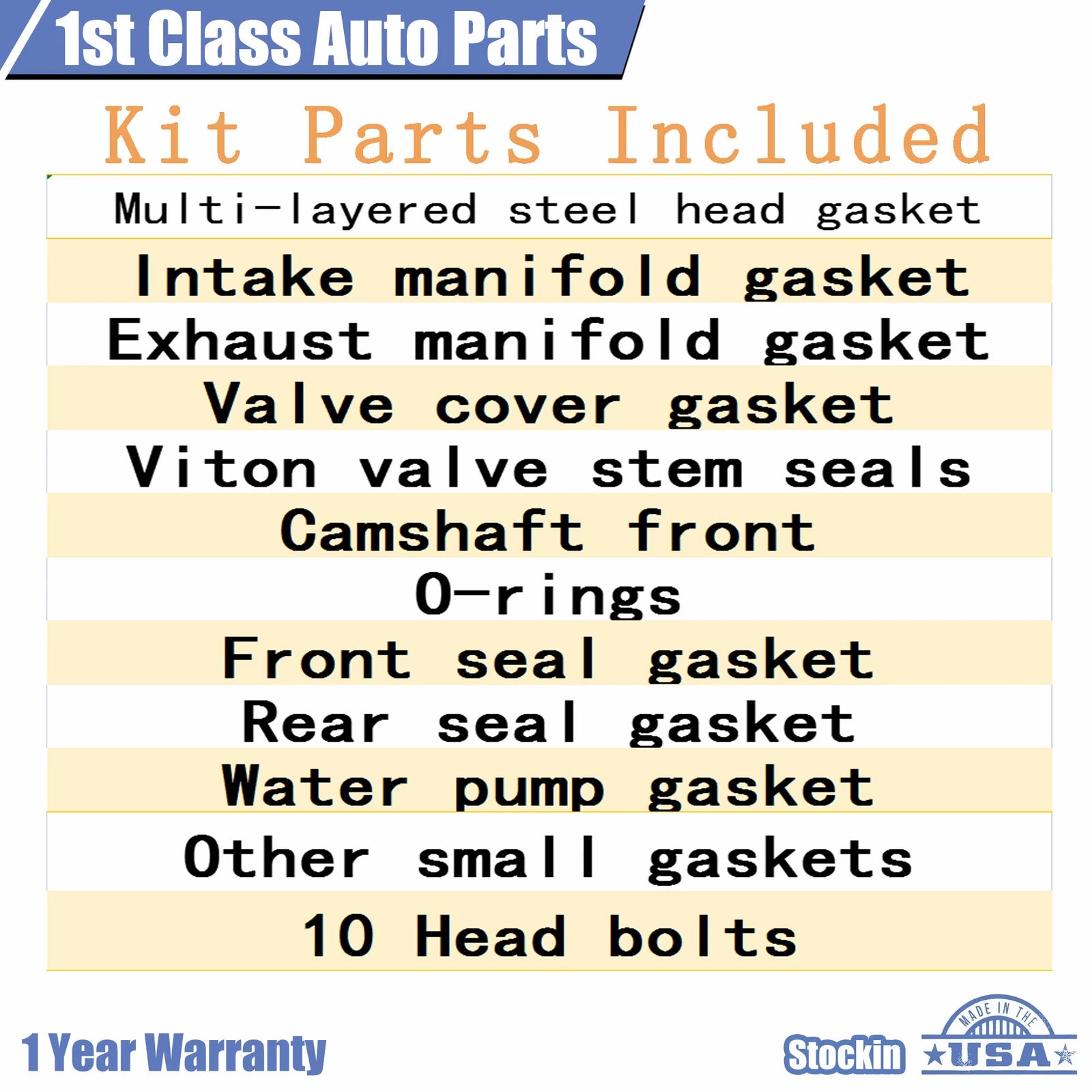 MLS Engine Cylinder Head Gasket Set with Head Bolts for Pontiac Vibe Toyota 1.8L (2003–2010)