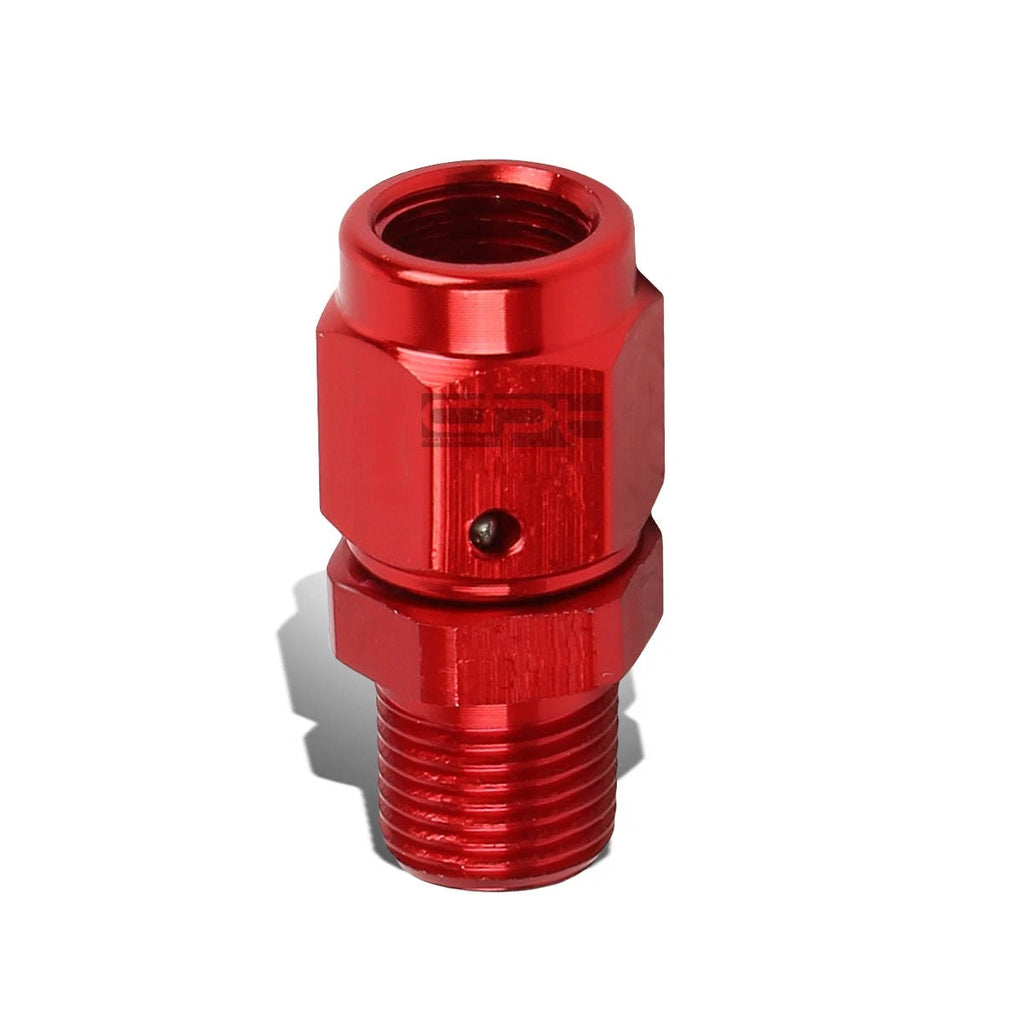 3-AN Female Flare to 1/8" NPT Male Red Aluminum B-Nut Swivel Coupler Fitting