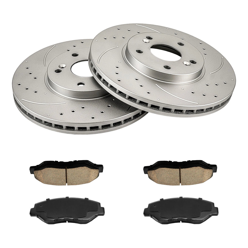 Front Drilled & Slotted Brake Rotors & Ceramic Pads for Honda Pilot (2003–2008)