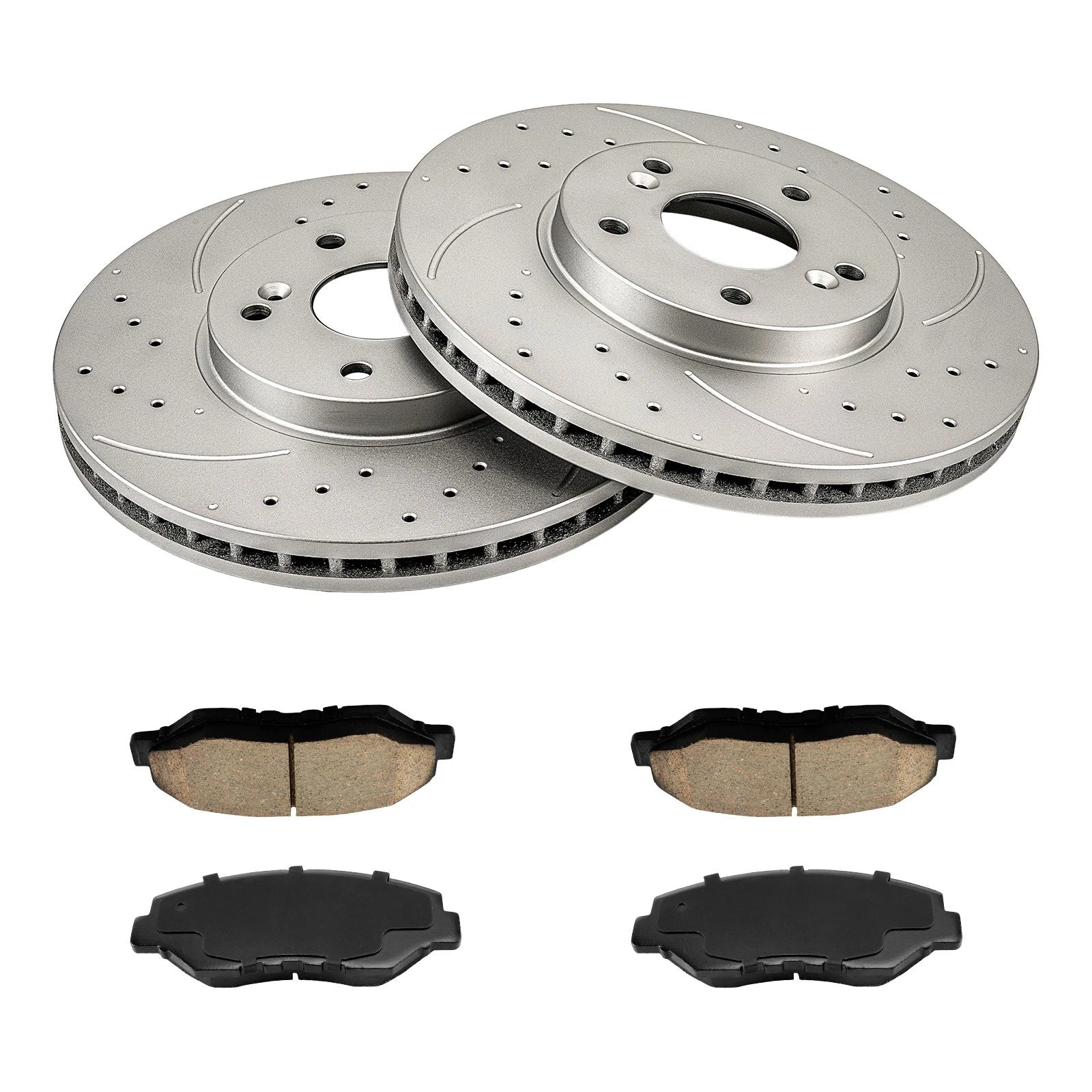 Front Drilled & Slotted Brake Rotors & Ceramic Pads for Honda Pilot (2003–2008)