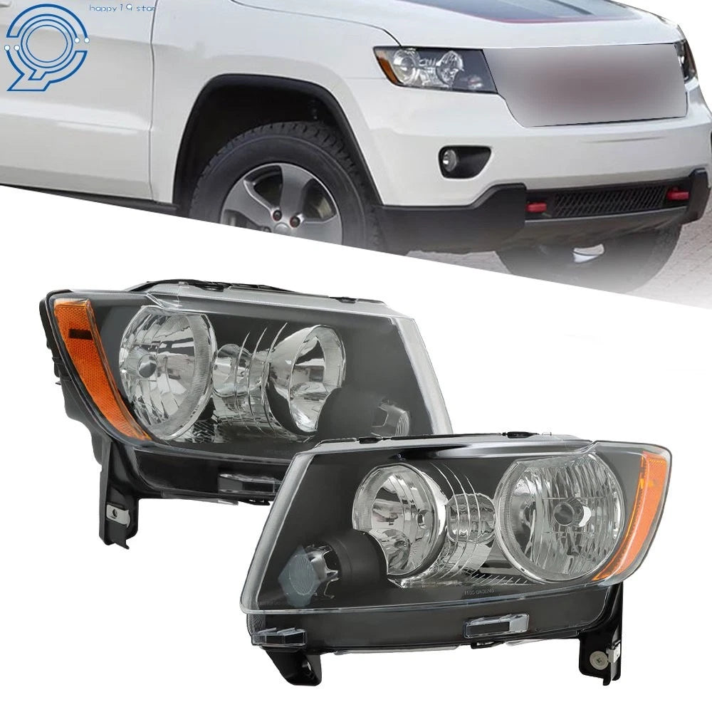 Headlight Assembly Set for Jeep Grand Cherokee (2011-2013) Black Halogen