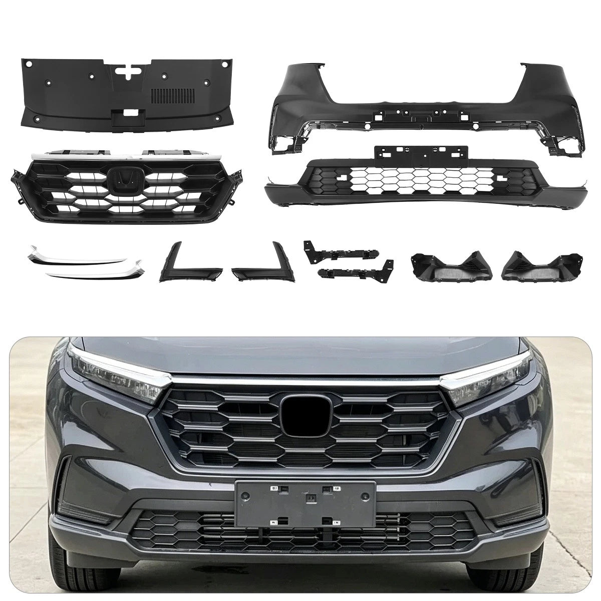 Front Bumper Kit for Honda CR-V (2023–2026) - Fog Cover, Grille, Radiator, Brackets