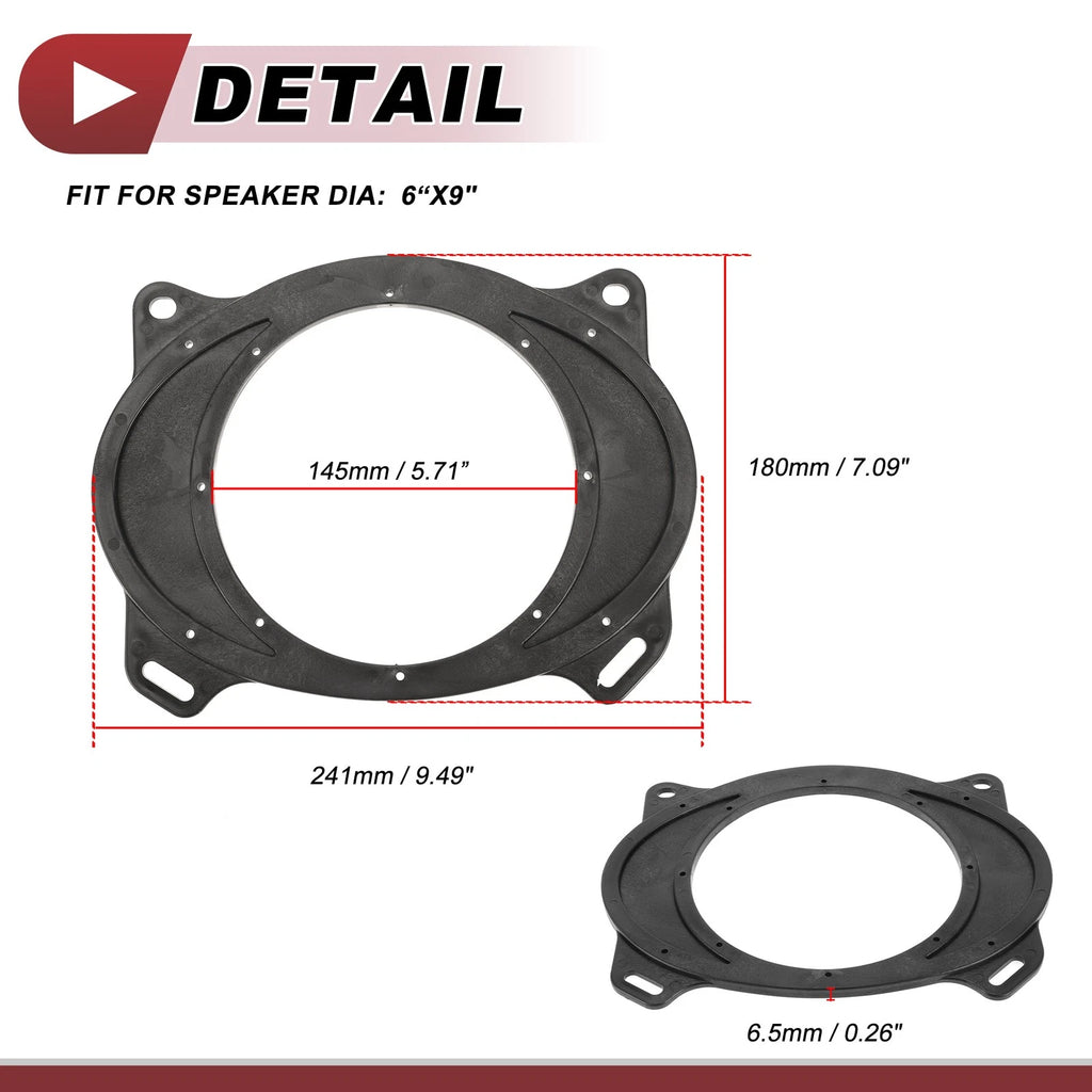2X Speaker Spacer Ring Adaptor for Toyota Corolla (2003–2013) 6"x9"