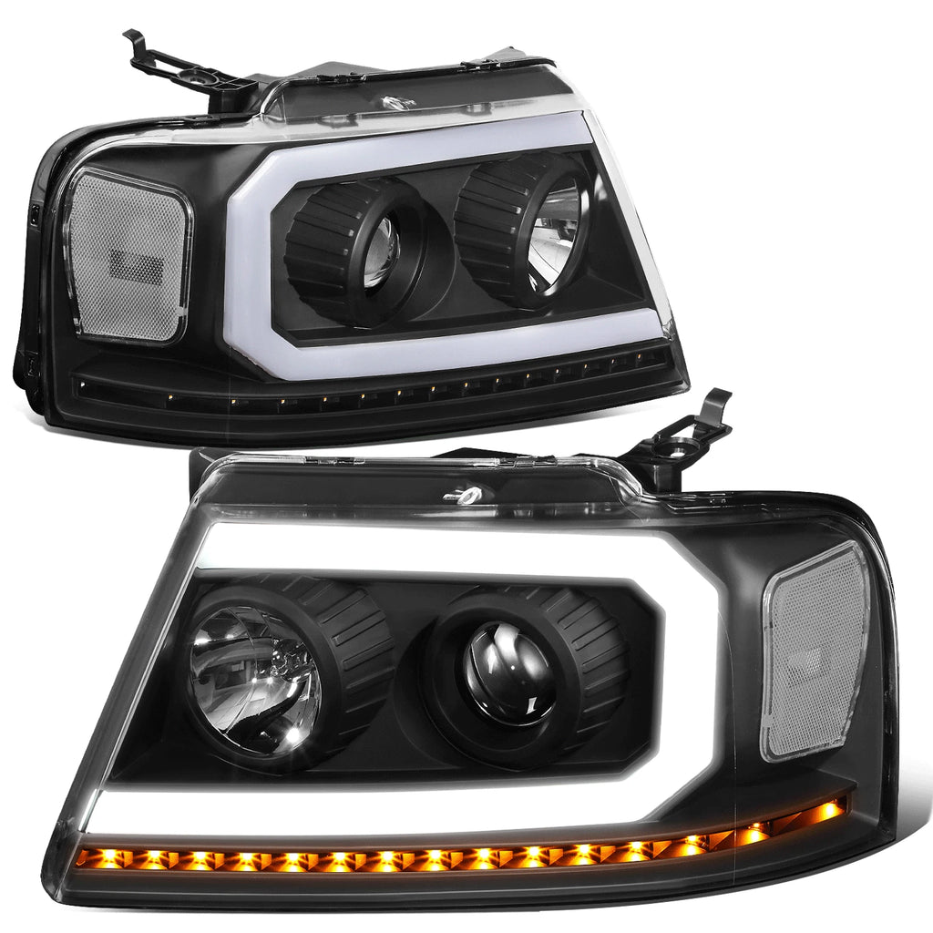 LED DRL Sequential Signal Projector Headlights for Ford F150 (2004–2008)