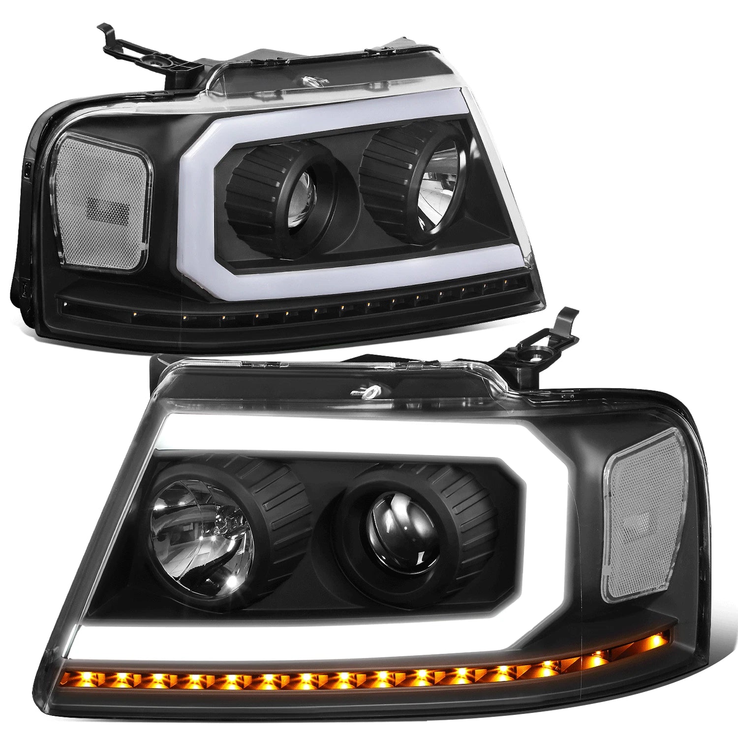 LED DRL Sequential Signal Projector Headlights for Ford F150 (2004–2008)