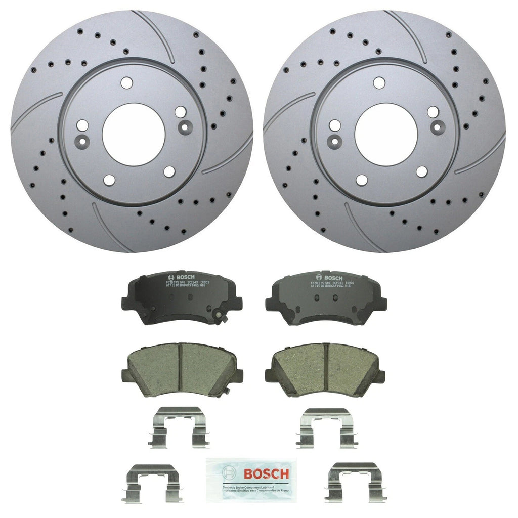 Front Brake Kit 280mm Drilled Disc Rotors & Bosch Ceramic Pads for Hyundai Kia