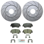 Front Brake Kit 280mm Drilled Disc Rotors & Bosch Ceramic Pads for Hyundai Kia