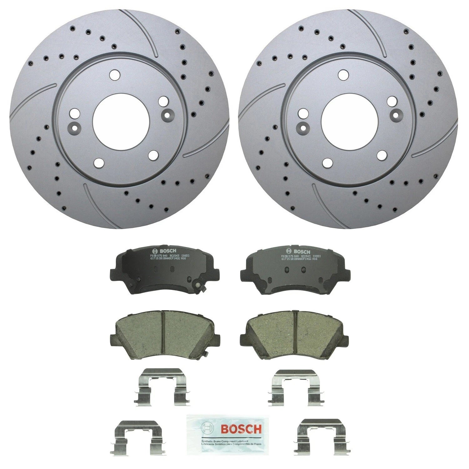 Front Brake Kit 280mm Drilled Disc Rotors & Bosch Ceramic Pads for Hyundai Kia