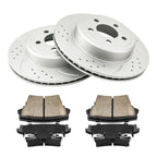 Rear Drilled Slotted Rotors and Pads for Chrysler 300 and Dodge Challenger (2011–2014)