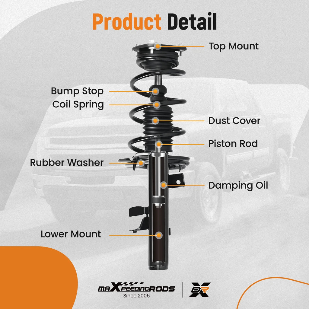 Set of 4 Struts with Coil Spring Assembly for Ford Focus (2013-2018)