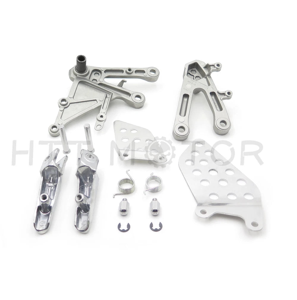 Set of 2 Silver Front Footrest Foot Pegs Bracket for Honda CBR1000RR (2004–2007)