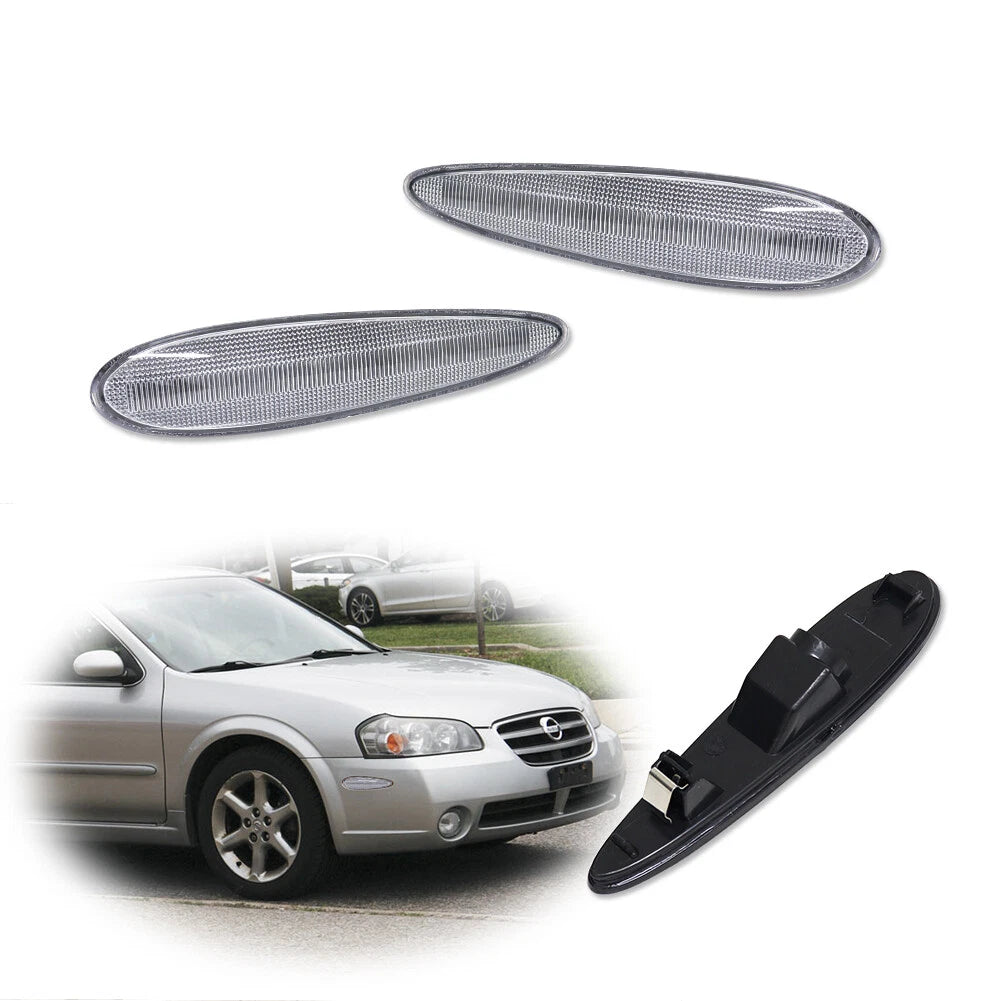 Set of 2 Clear Front Corner Side Marker Lights for Nissan Maxima