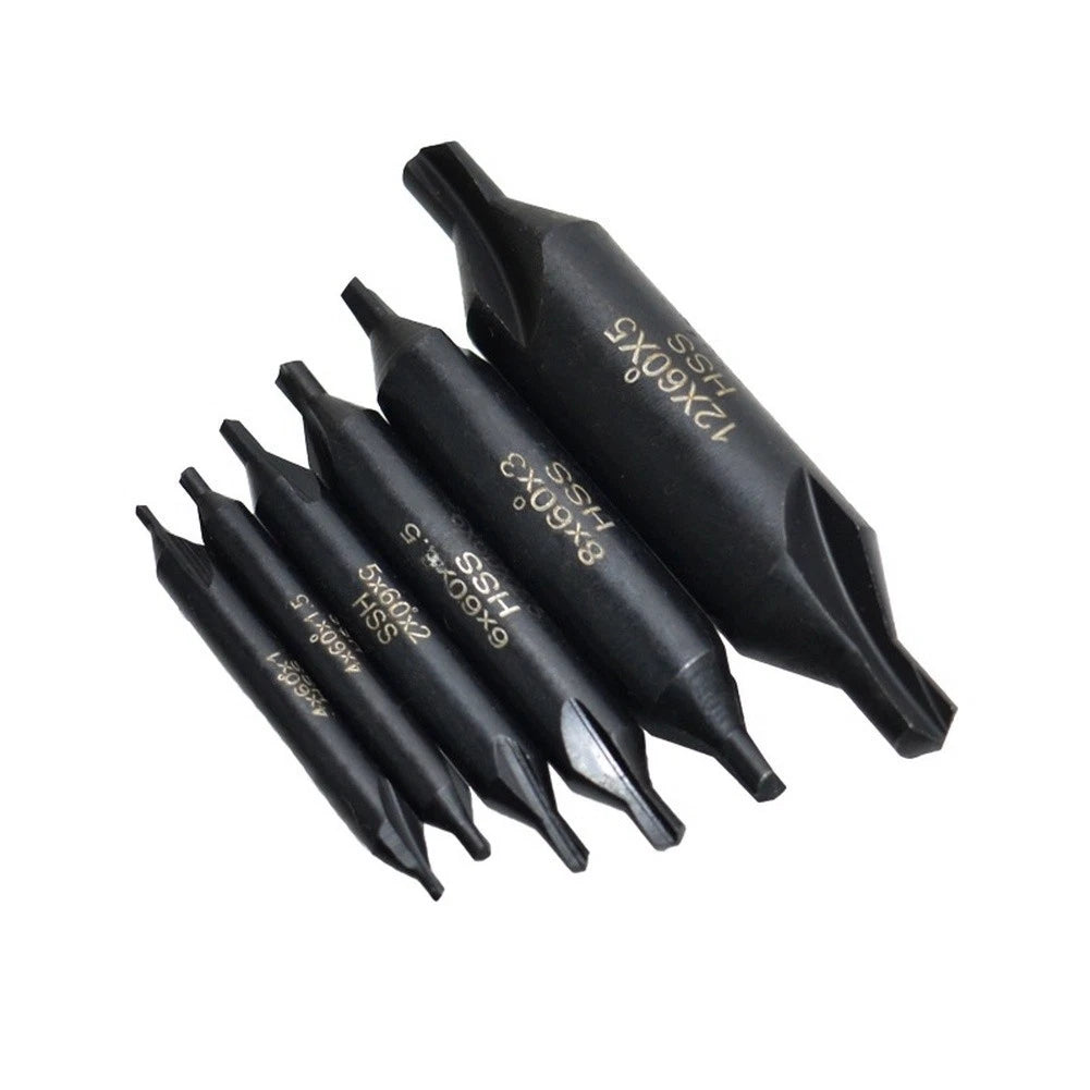 6PCS Chamfering Tool Set HSS Countersink Center Drills 1-5mm