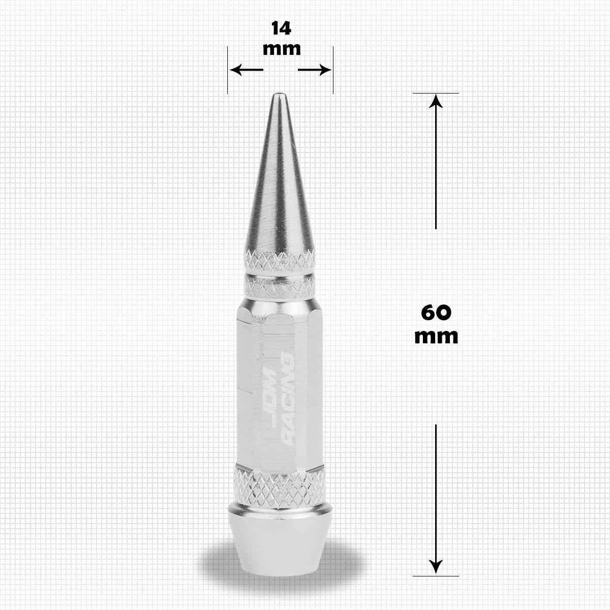 Set of 4 Silver Aluminum Spiked Tire Valve Stem Caps for Universal Fit