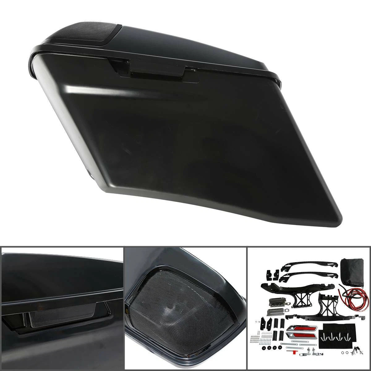 4'' Extended Hard Saddlebag for Harley Touring (1993–2013) 5x7" Speaker Cut Out