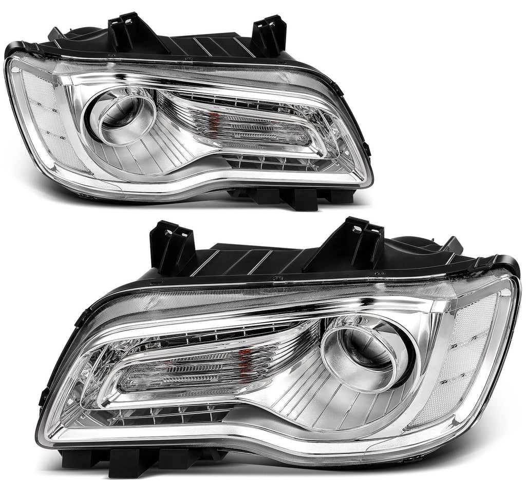 Set of 2 Chrome Halogen Headlights for Chrysler 300 (2015–2023)