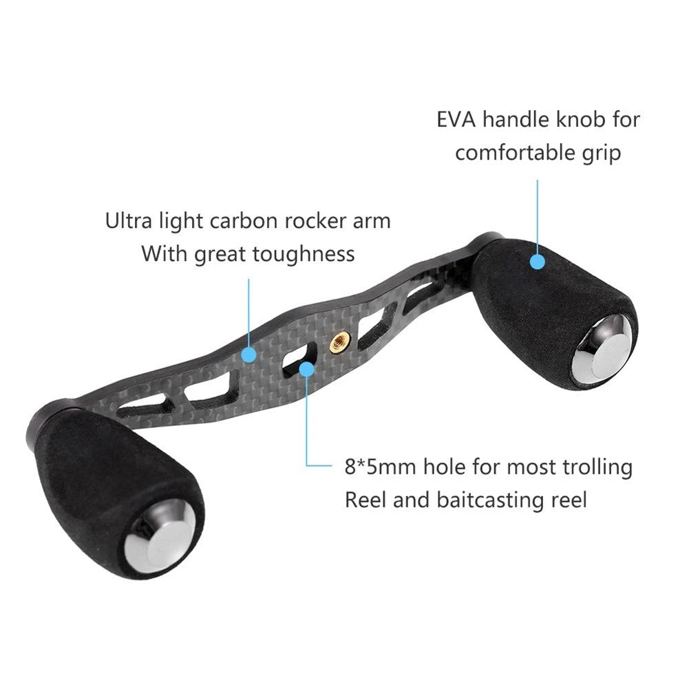 Fishing Reel Handle Knob Anti-slip Carbon Fiber Left Right Portable