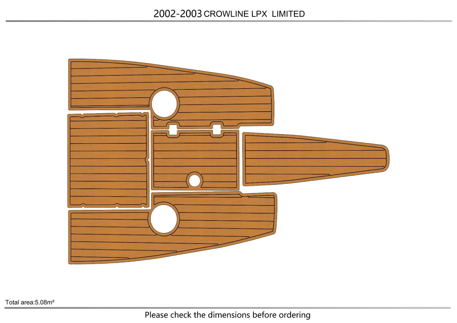 EVA Foam Faux Teak Deck Flooring Cockpit Pads for Crownline LPX Limited (2002)