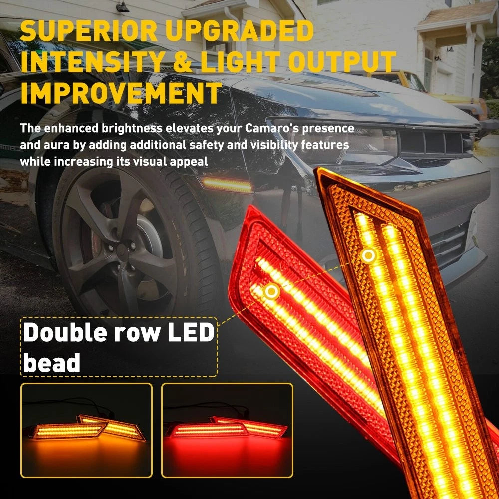 Front LED Rear Bumper Side Marker Lamp Light Smoked for Camaro Chevy (2010–2015)