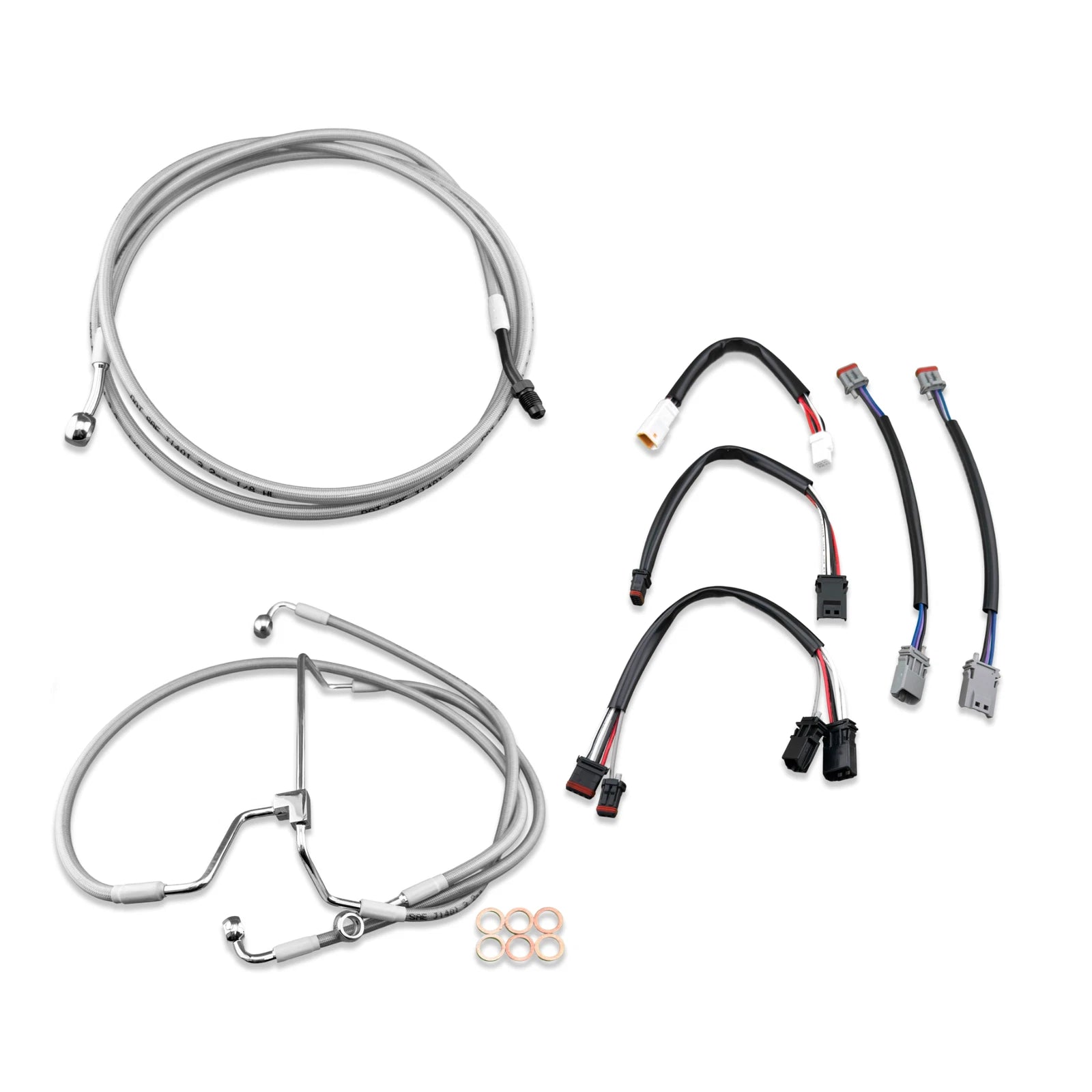 12" Chrome Extended Stainless Brake Line for Harley Road King, Street Glide (2017–2020)