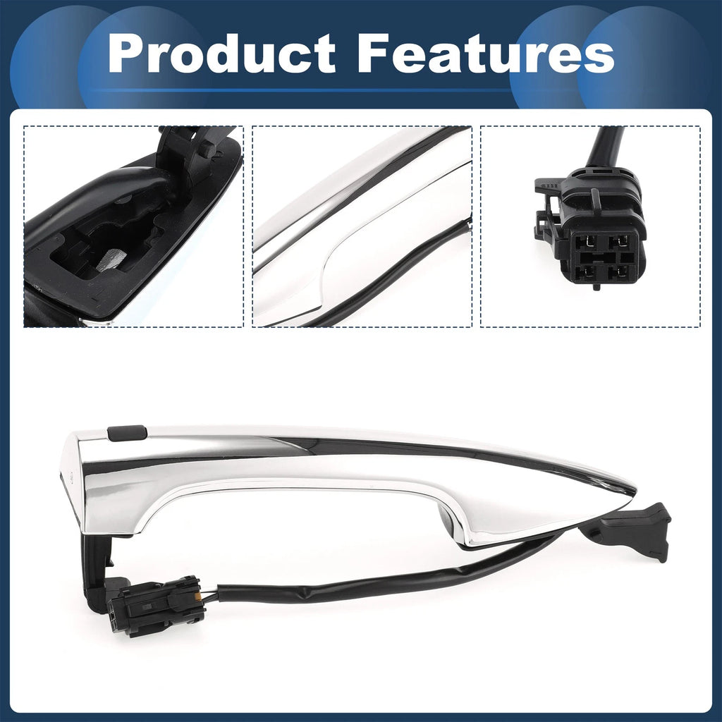 Front Right Exterior Door Handle for Kia K2 (2011–2016) Silver Tone