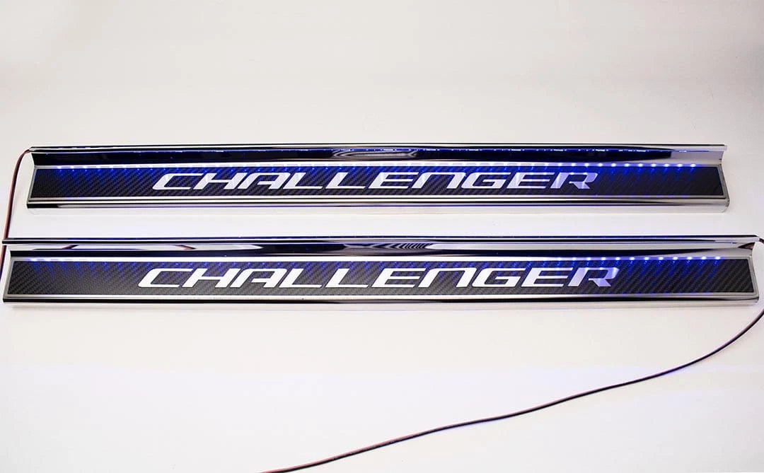 Carbon Fiber Door Sill With White LED Kit for 2008-2019 Dodge Challenger
