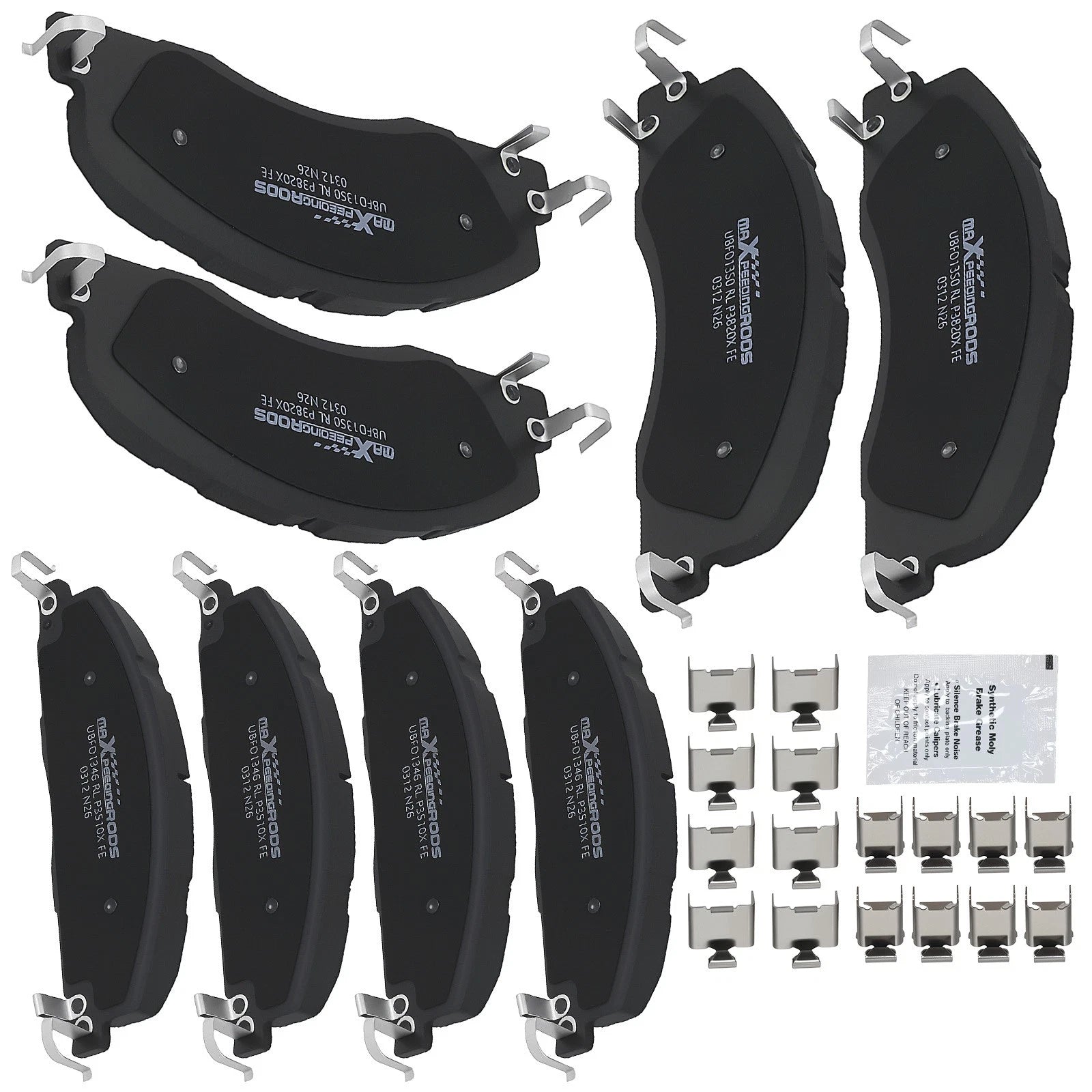 8pcs Brake Pads Set for Dodge Ram 2500 3500 (2009–2010) w/Hardware