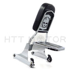 Chrome Skull Detachable Sissy Bar Backrest & Luggage Rack for Harley Softail