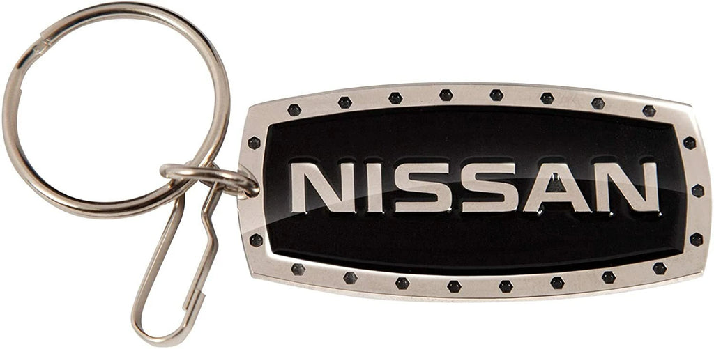 Chrome and Black Rivet Keychain for Nissan (Car, Truck, SUV)