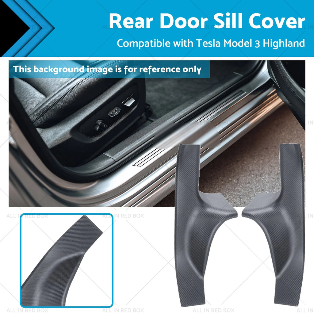 Carbon Fiber Style Rear Door Sill Cover for Tesla Model 3 (2023–2023)