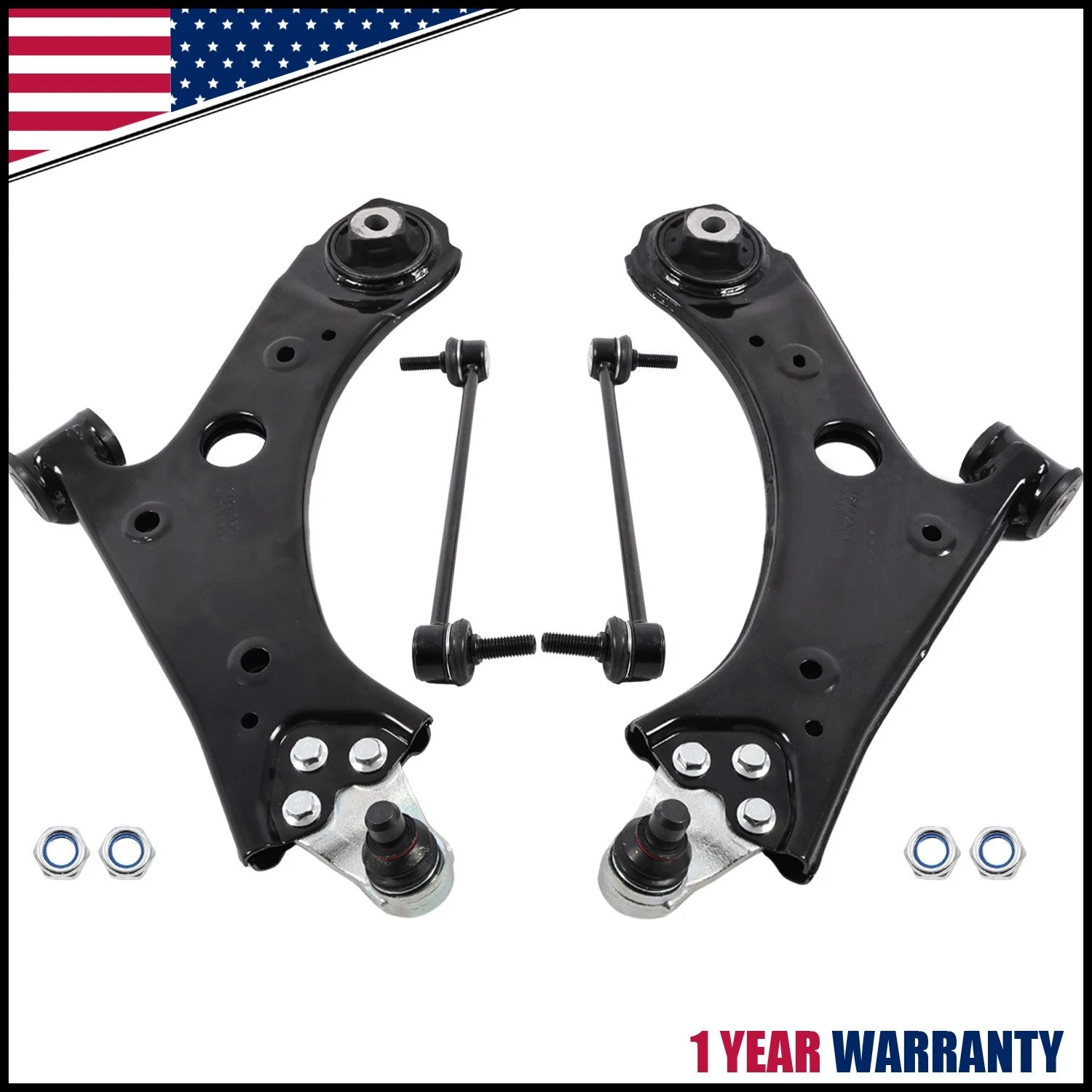 Set of 4 Front Lower Control Arms Sway Bar Links for Jeep Compass Renegade Fiat 500X (2017–2023)