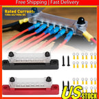 2X 12V Terminal Block Bus Bar with Covers for Auto Boat Power