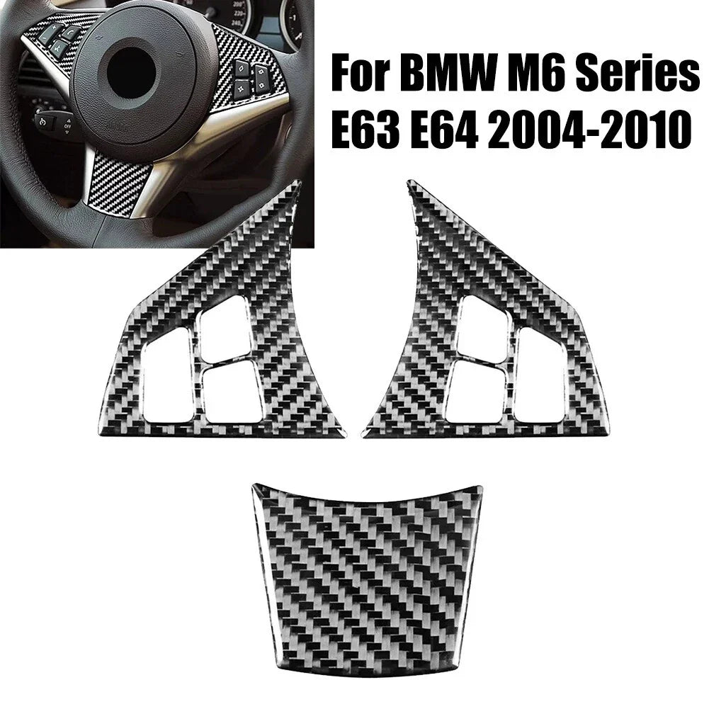Pack of Three Six Series Carbon Fiber Steering Wheel Covers for BMW 6 Series