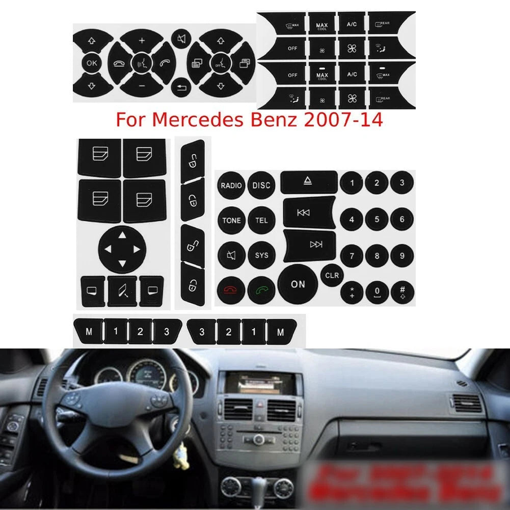 Steering Wheel AC Window Button Repair Decals for Mercedes (2007–2014)