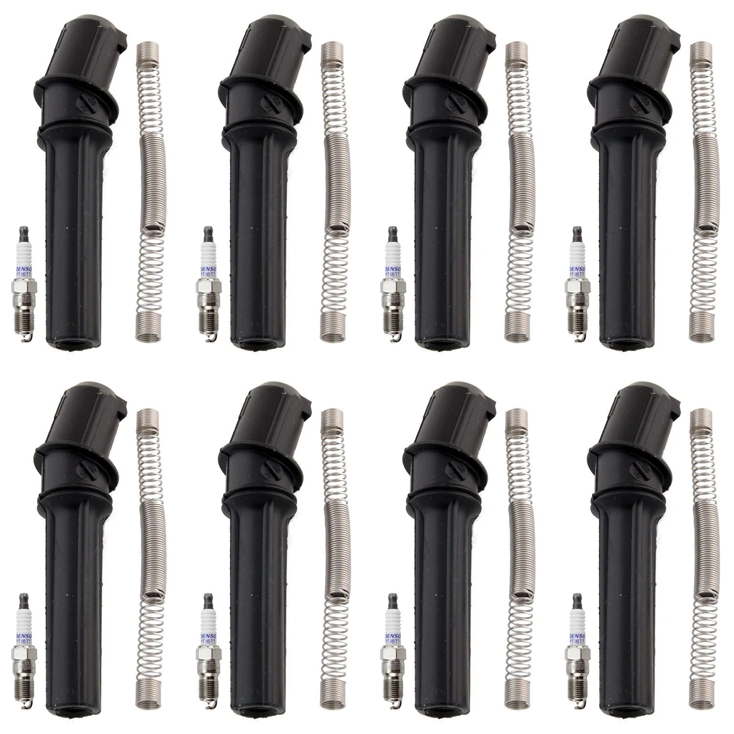 Set of 8 Denso Platinum TT Spark Plugs & NGK Coil Boots for E150 F150 Mustang V8