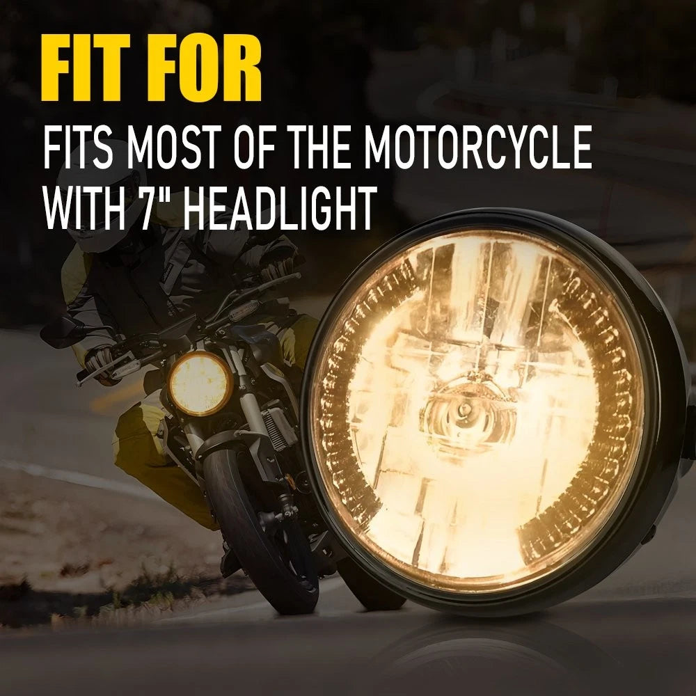 7" LED Motorcycle Headlight Turn Signal Light with Black Housing Universal