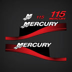 Set of 2 Decals for Mercury Outboard 115hp (881649A01) Red