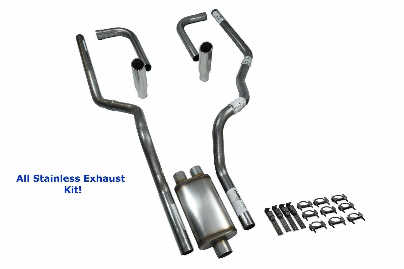 Dual Exhaust Kit for Ford F150 (2015–2020) - All-Stainless, Side Rolled Tip