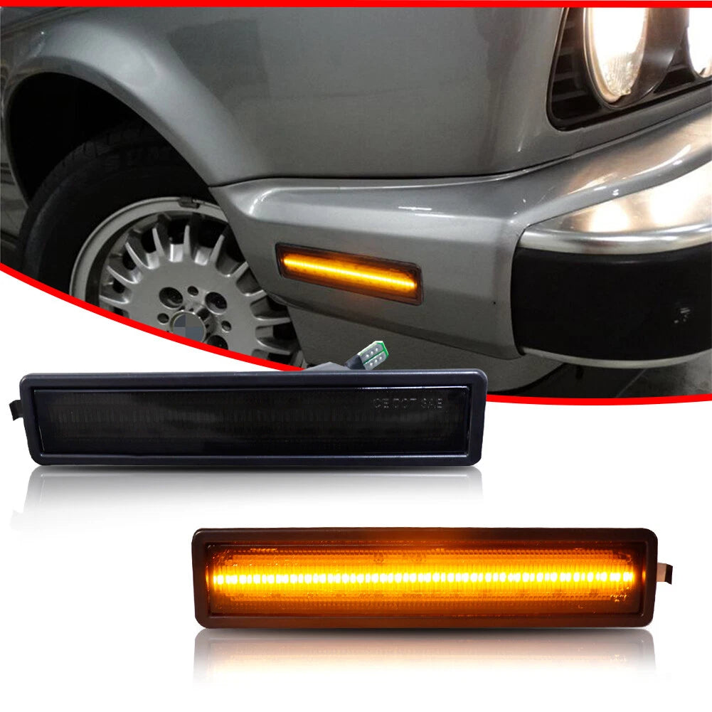 Smoked Lens Amber LED Side Marker Lights for BMW E30 E34 (1982–1996)