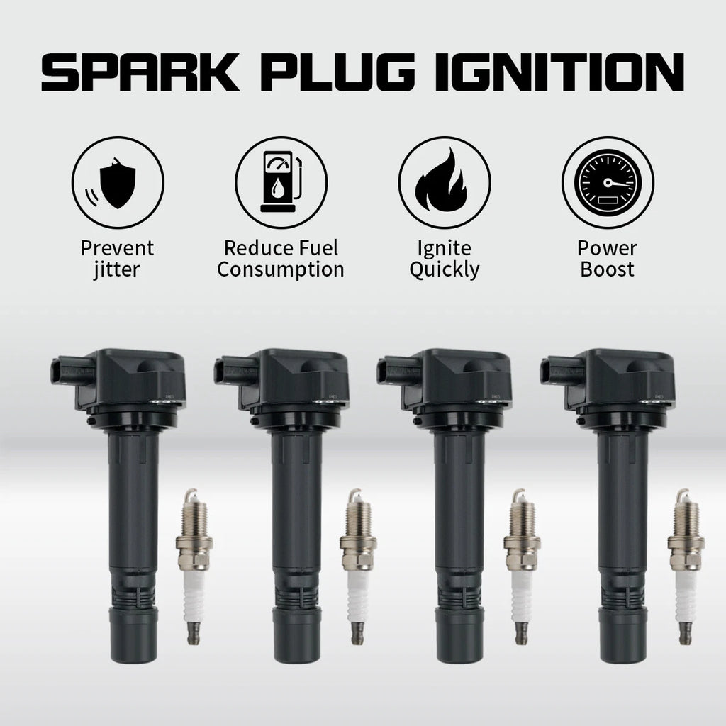 Set of 4 UF582 Ignition Coils + Plugs for Honda Civic 2006–2011 1.8L 30520-RNA-A01