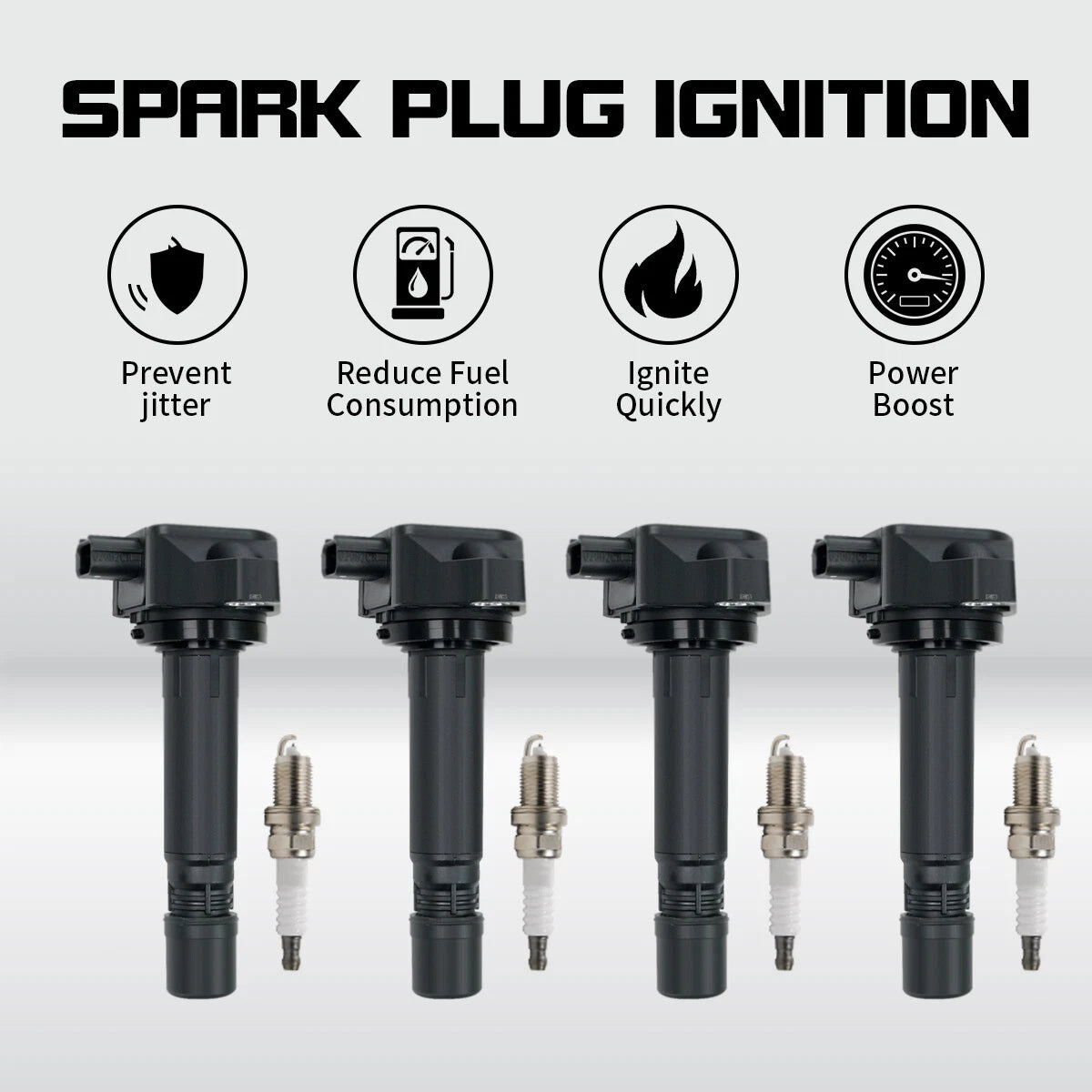 Set of 4 UF582 Ignition Coils + Plugs for Honda Civic 2006–2011 1.8L 30520-RNA-A01