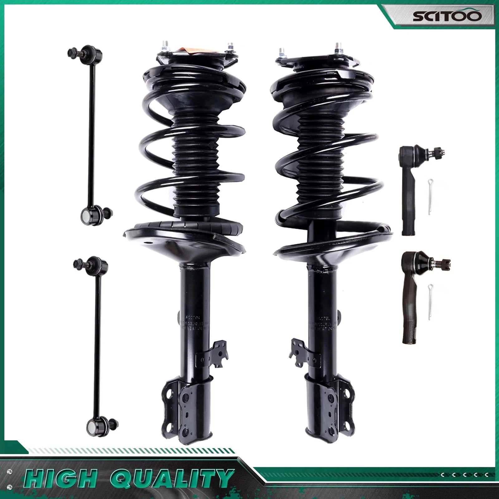 Front Struts & Coil Spring Sway Bar Outer Tie Rods for Toyota RAV4 (2001–2005)